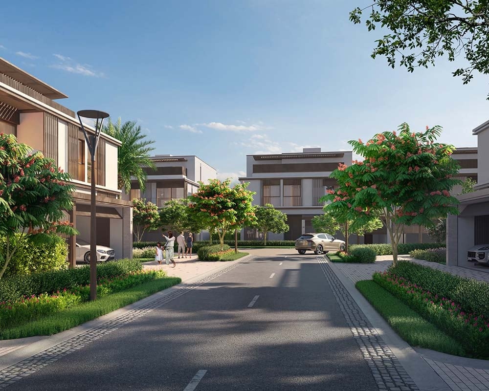 Nad Al Sheba Gardens 5 & 6 follows the success of the earlier phases which sold out quickly. Bringing a blend of tranquility and elegance, this community offers three-bedroom townhouses and villas with four to seven bedrooms, each crafted with open, airy spaces that embrace natural light. Meandering paths for walking, cycling, and running thread through the neighborhood, inviting residents to engage with the outdoors. Yoga lawns and outdoor theaters offer spaces to unwind and reflect, while lush green landscapes provide a serene backdrop to daily life. In Nad Al Sheba Gardens 5 & 6, homes are designed with living in mind. Large windows frame the natural surroundings, filling interiors with sunlight and creating a seamless connection with the outdoors. Inside, the design is simple yet refined, with hardwood floors, porcelain countertops, and clean lines. These elements come together to create spaces that are both stylish and welcoming. The location, close to Downtown Dubai, offers the convenience of city life with the peace of a retreat. Within the gates, the community encourages a slower pace, grounded in nature and togetherness. Starting at AED 4.18M, Nad Al Sheba Gardens 5 & 6 by Meraas offers three-bedroom townhouses and four to seven-bedroom villas. The handover is expected in Q3 2027 with an 80/20 payment plan.